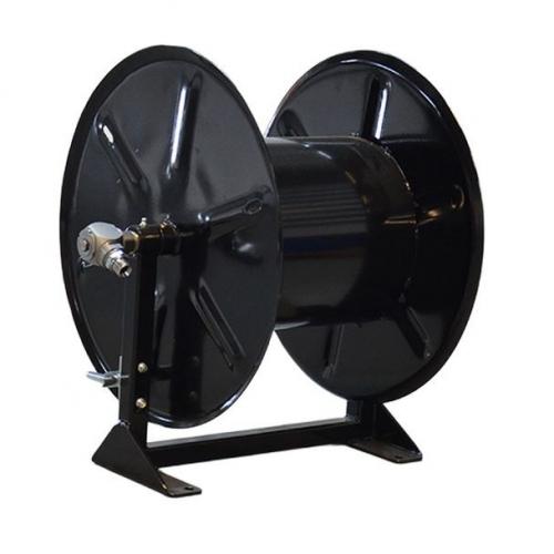 Haspel hand oprolbaar 300mm breed zwart Ral 9005 voor hogedrukslang of Gardena tuinslang