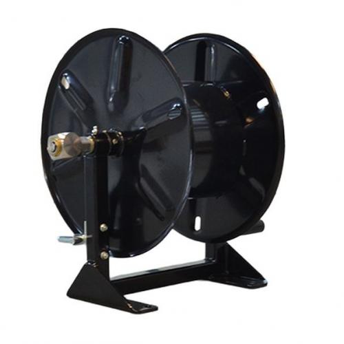 Haspel hand oprolbaar 200mm breed zwart Ral 9005 voor hogedrukslang of Gardena tuinslang